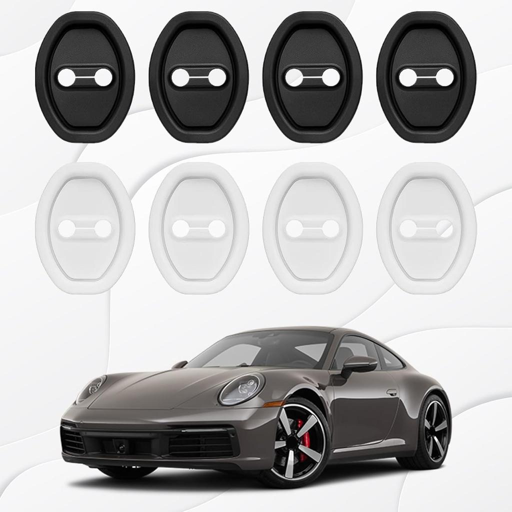 4PCS Car Door Strike Protector, Silicone Silent Door Lock Latch Guard Protective Cover, Rust Stopper Shock Absorption Pads for Cars, Universal Car