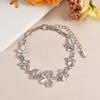 Charming Silvery/Gold Plated Women Pink Cat's Eye Opal Flower Chain Bracelet Gift For Women Girl