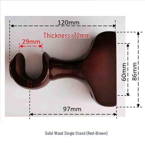 Solid Wood Curtain Rod and Track Accessories: Single/Double Bracket, Base, Decorative Head