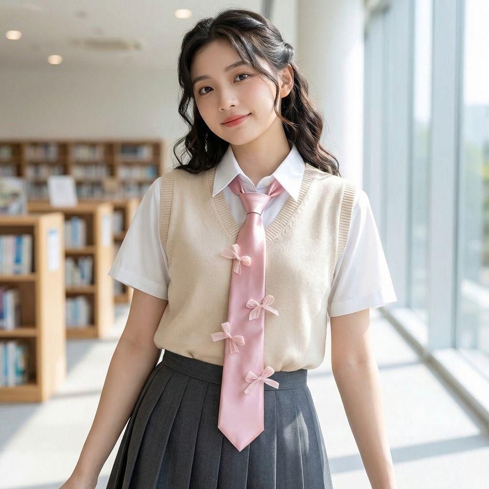 Lace Bow Necktie Heart JK Uniform Necktie Simple Shirt Tie Decoration Performance