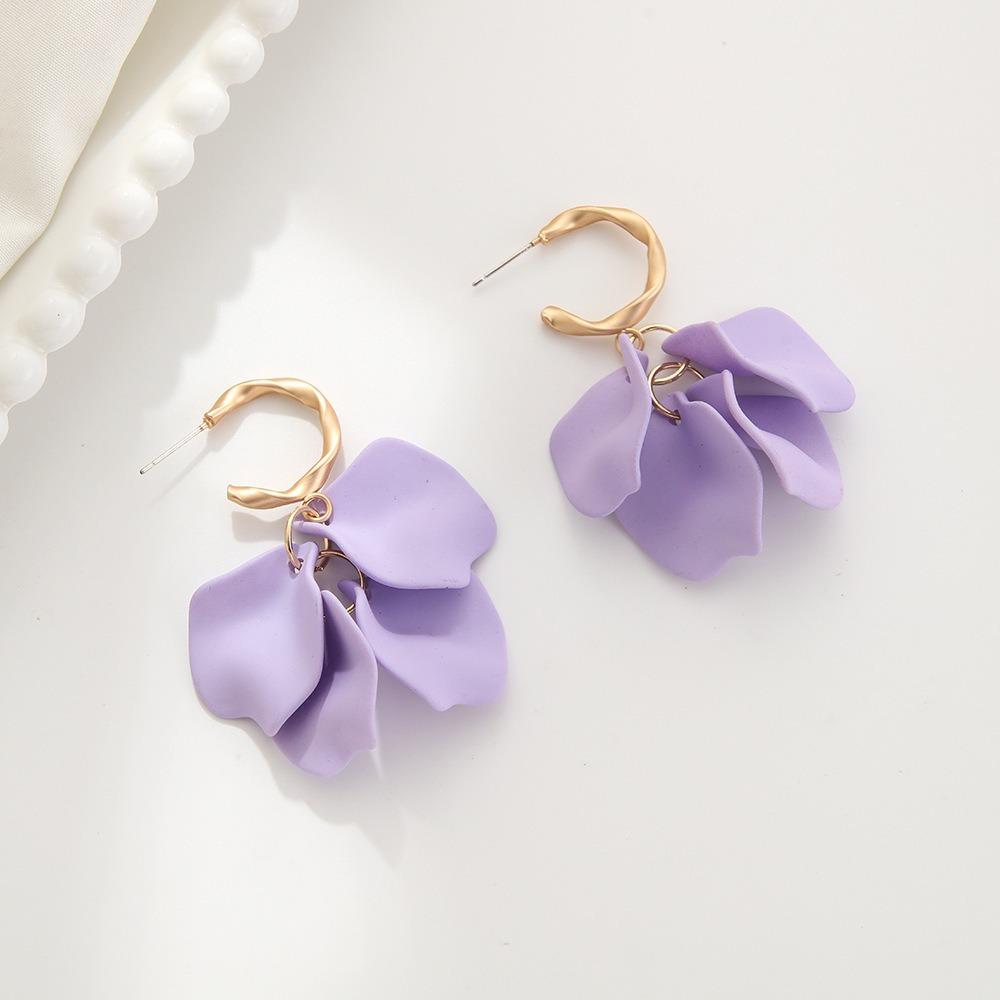 

Модні сережки-пелюстки з китицями для жінок фіолетовий