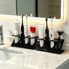 Desktop Organizer & Toothbrush Holder with Razor Storage Shelf - Space-Saving Plastic Bathroom/Kitchen Organizer