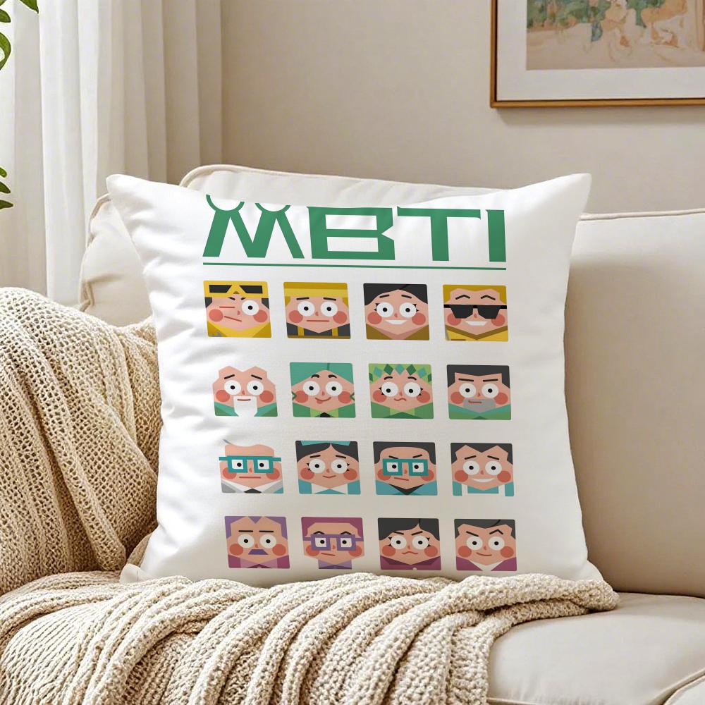 Concept Interesting Mbti Cushion Cover Linen Pillowcase Soft For Sofa Bed Home Room Decor