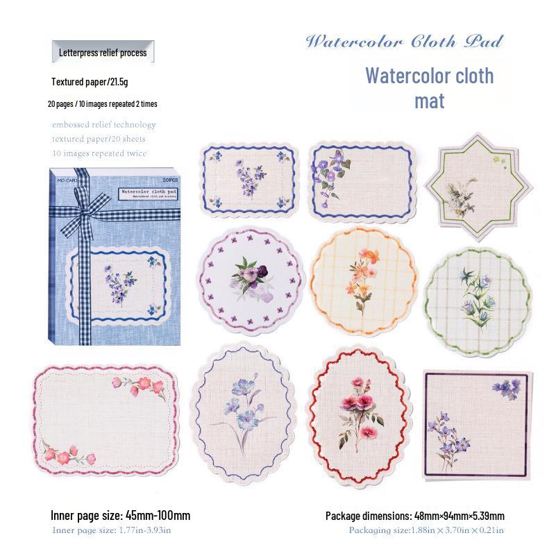 Клейкие заметки Mò Mò Bái из крафт-бумаги, тиснение Letterpress, серия  Ручная тканевая подложка , ретро-стиль, 20 листов