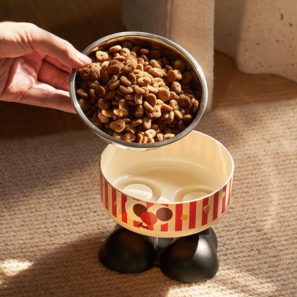 High-legged Cute Cat Food Bowl Cartoon Puppy Water Feeder  Cat Feeder Supplies