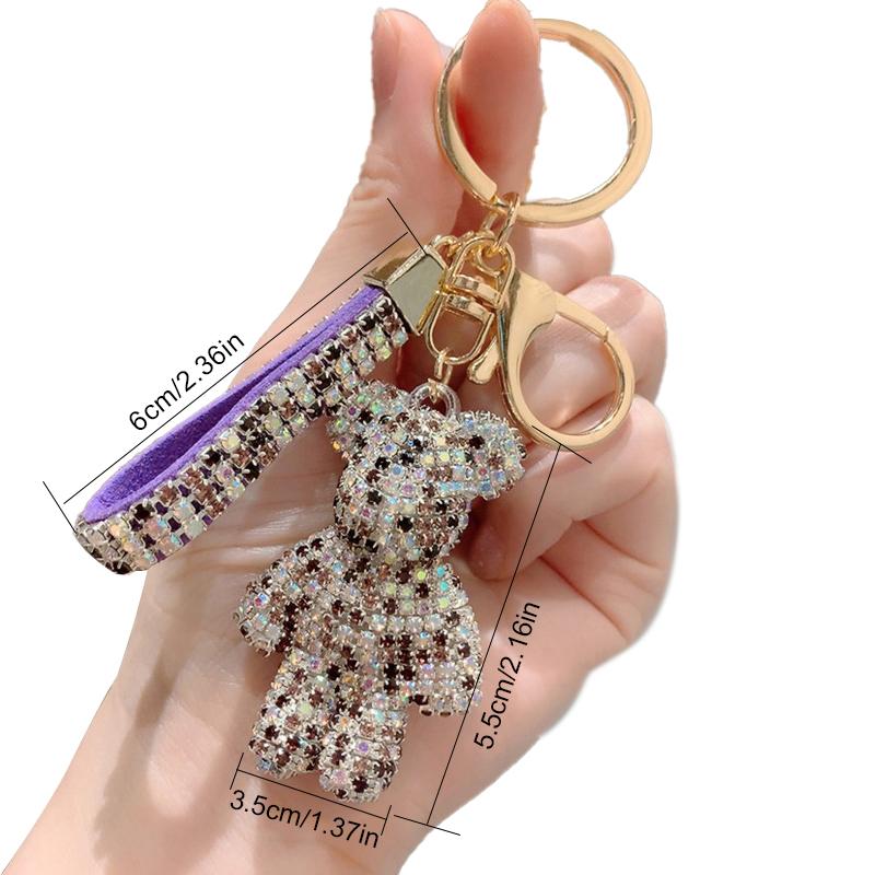 Creative Diamond bear Car Keychain hand-made luxury keychain rhinestone keychain Bag Pendant Doll girl gift pendant