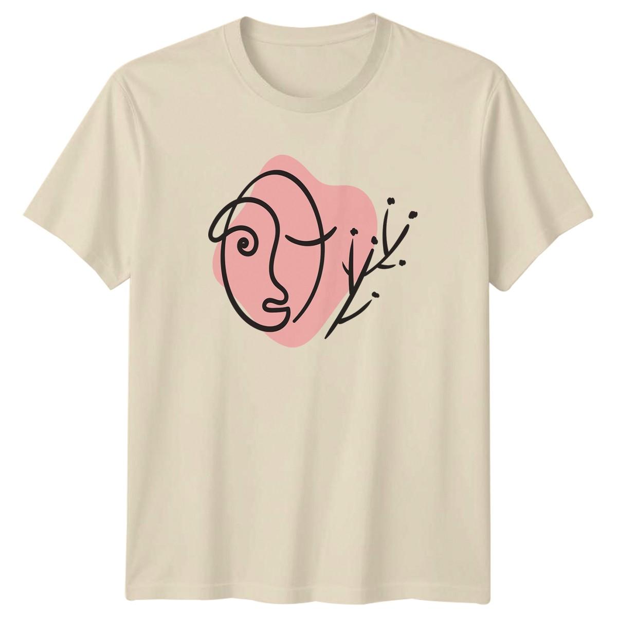 Minimalist Face Line Art T-Shirt Boho Aesthetic Modern Art Birthday Gift XL