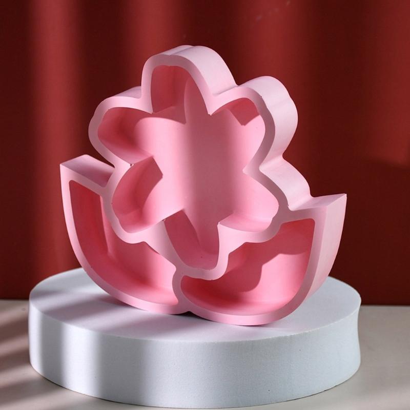 Flexible Sturdy Silicone Epoxy Resin Castes Mold Flower Shaped Tray Dishes Molds for Craft and Home Decoration