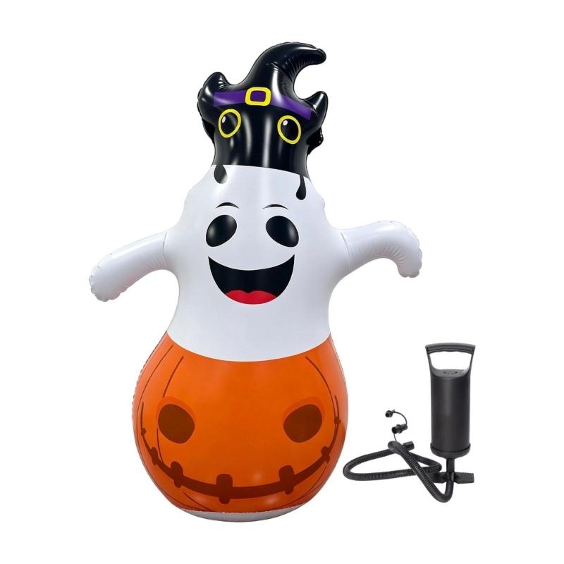 Halloween Entryway Inflatable Figure, PVC Seasonal Floor Display with Manual Inflator for Party and Indoor Corner