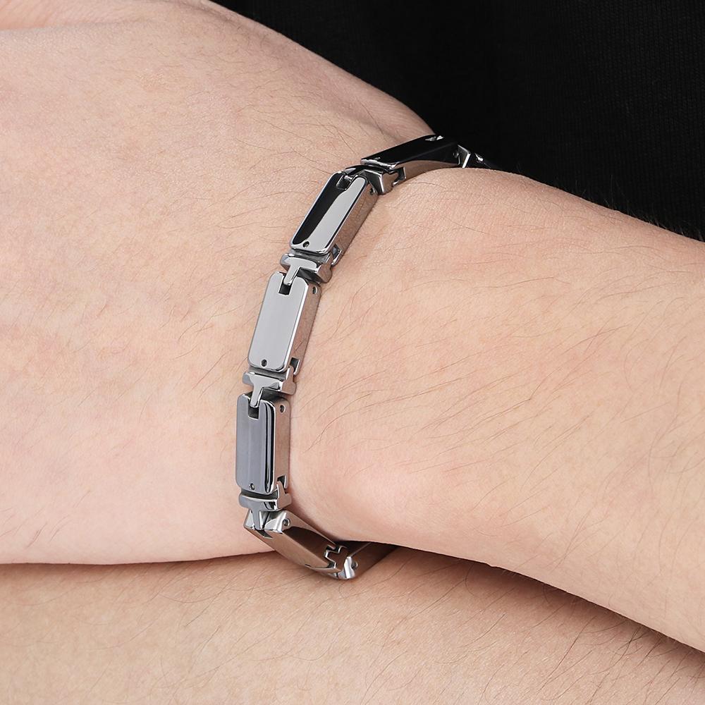 Schwere Wolframstahl-Armbänder für Männer und Frauen, goldfarben, hochglanzpoliert, 7 mm breite Gliederkette, Handarmband, Herrenschmuck, Damen