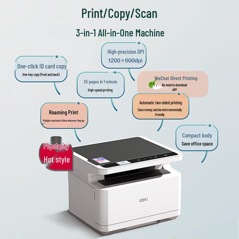 Deli M2000DW A4 Black & White Laser Multifunction Wi-Fi Printer CN plug (adapter included)
