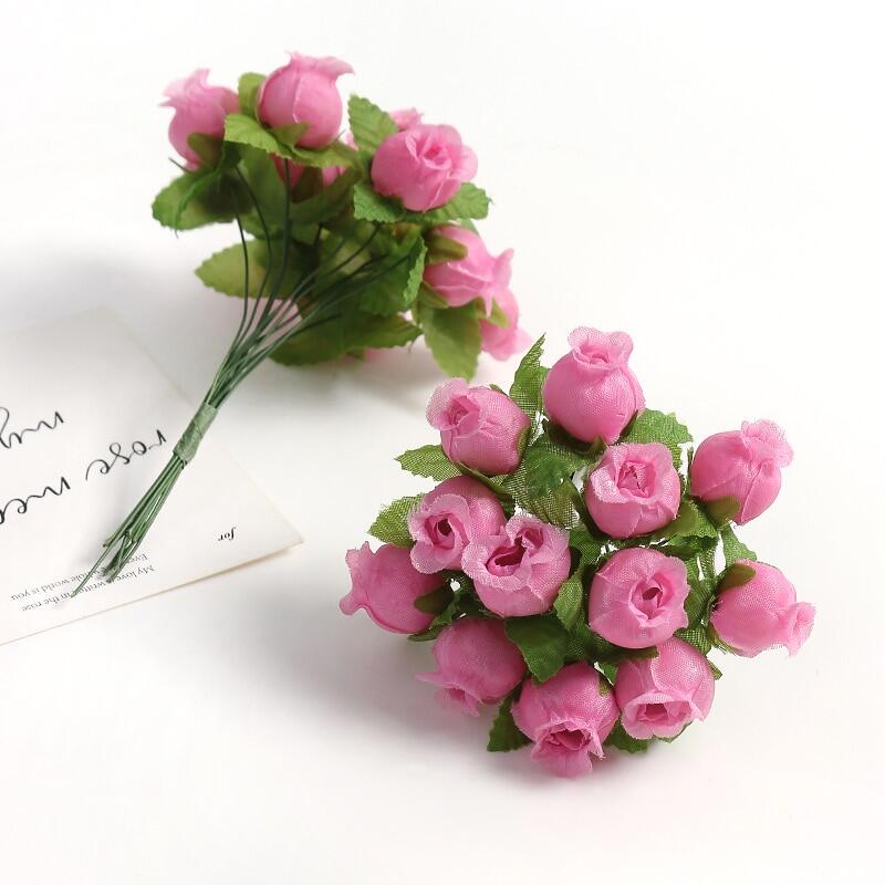 12/36/72/144PCS Rose Artificial Flowers Bouquet Fake Flowers for Home Decor Christmas Party Wedding Decoration Wreath Accessory