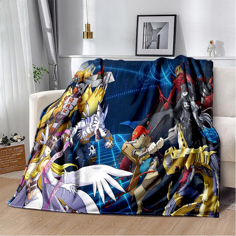 Cartoon Digimon Adventure Monster Soft Plush Blanket,Flannel Blanket Throw Blanket for Living Room Bedroom Bed Sofa Cover Child