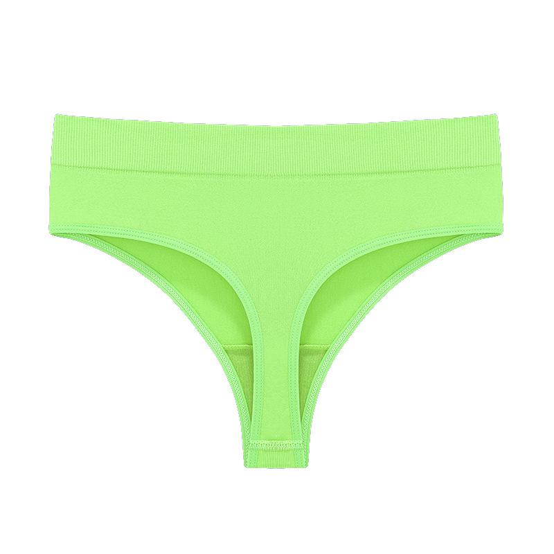 Seamless Ribbed Mid-Waist Cotton Thong (M-3XL)