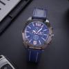 Men's Korean Style Casual Leather Strap Quartz Watch with Big Dial and Unique Design