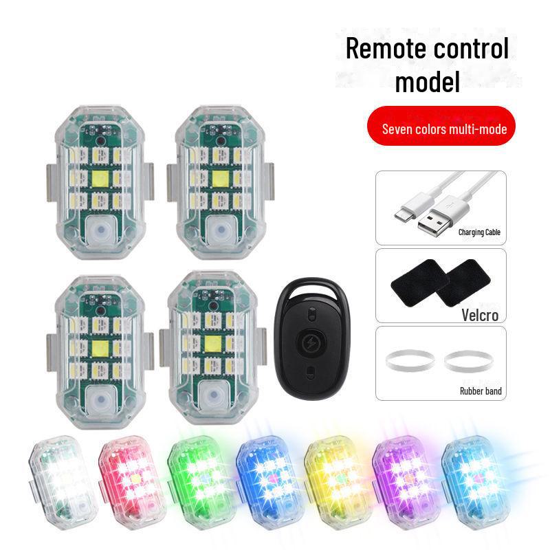 

Світлодіодні миготливі задні ліхтарі для електричних мотоциклів, велосипедів і автомобілів Remote control model, 4 lights + remote control