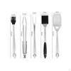 5 Pieces 5Piece Barbecue Tool Set Hanging Loops LongHandled Grill Utensil Black Grip Accents