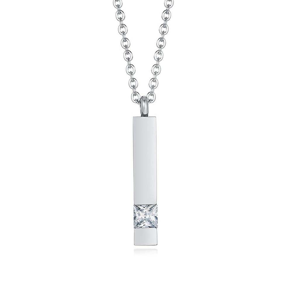 

Necklace for Stainless Steel Stick Zircon Ashes Cuboid Memorial Commemorative Day [Rockyu] Women, Pendant, Decoration, Capsule, Silver, Design,