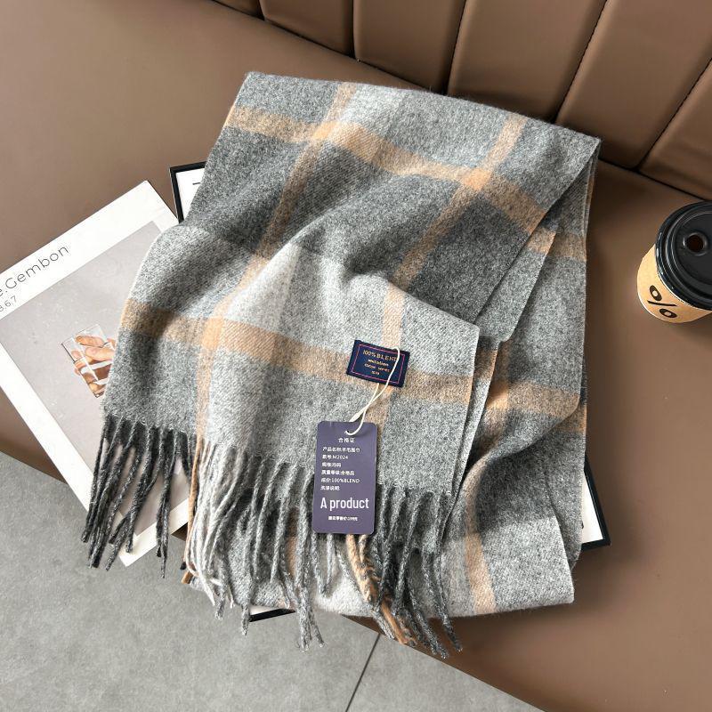 Klassischer Karomuster-Halswärmer-Schal - Herbst/Winter, Hochwertige Imitatwolle, Unisex