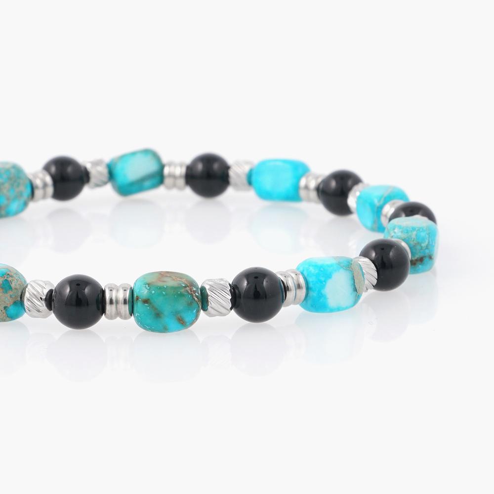 Jbans Classic Full Grain Leather String 439Br Blue Marble Ring 1137 Bracelet Set (C2403-Se372_Br)