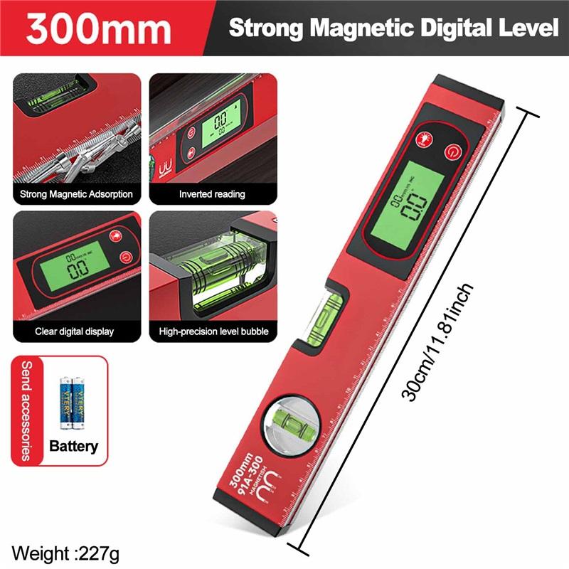 30/40/50cm Electronic Digital Display Level Ruler Magnetic Angle Meter Aluminum Alloy Level Protractor Inclinometer 90 Degree