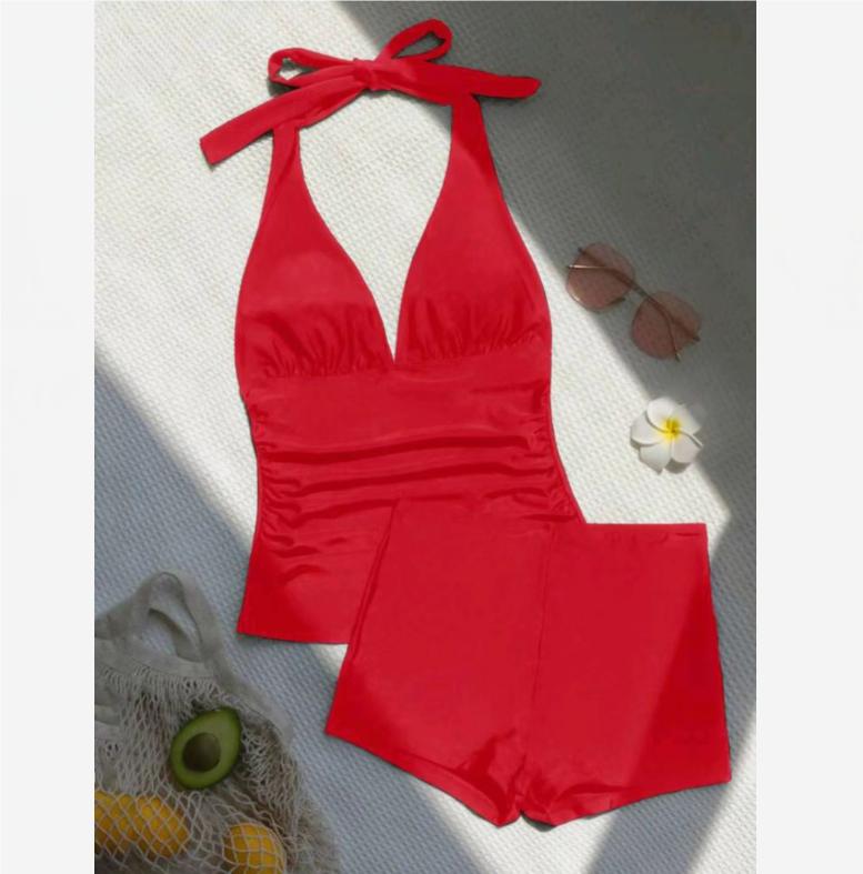 

Летний купальник женский пуш-ап купальный костюм шорты топы комплект купальник с высокой талией пляжная одежда монокини купальник женский S красный