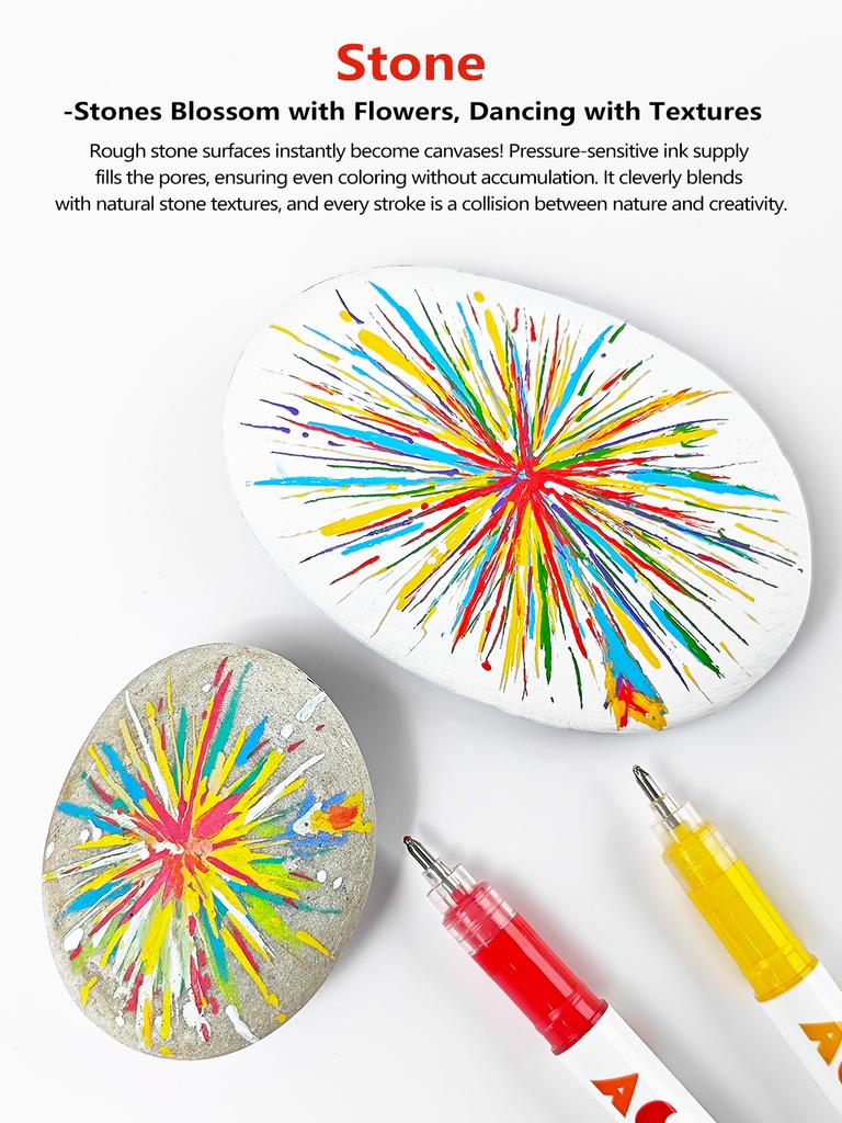 12 Colors Acrylic Paint Pens Markers Brush Tip Paint Markers For Rock Painting Wood Canvas Stone,Christmas Gift DIY Crafts