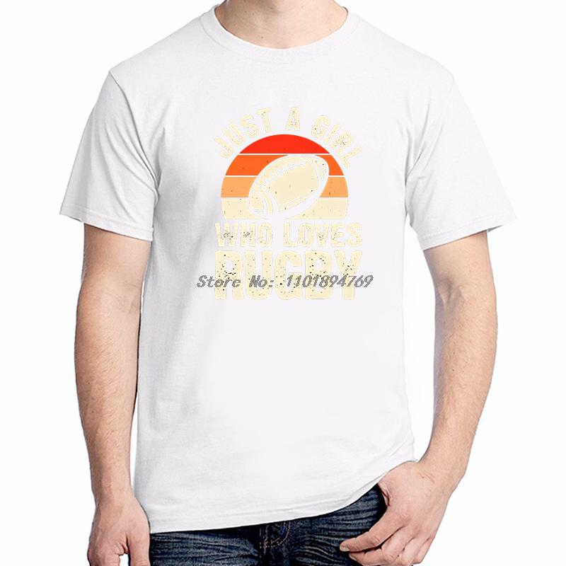 Just A Girl Who Loves Rugby Funny Shirts Graphic Tee Summer Tops Tshirt New Arrival Goods Short Sleeved Tshirt Cotton Tshirts