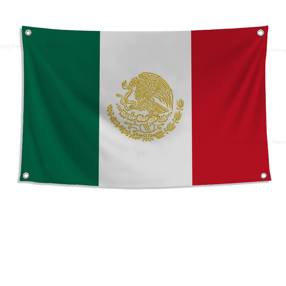 1pc Mexican Flag Banners Four Hole Flag Polyester Outdoor Decor Room Aesthetic