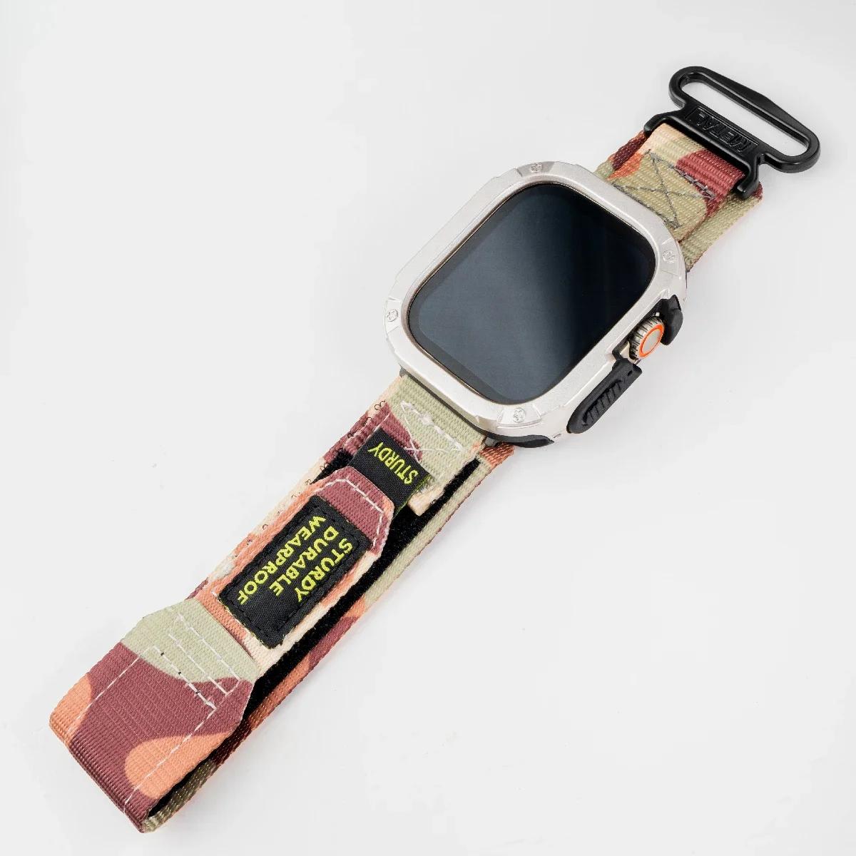 

Нейлоновий ремінець+Чохол для Apple Watch Ultra Ремінець 42 46мм 49мм 44мм 41мм 45мм 40мм Тактичний спортивний браслет для Iwatch Серії 10 9 8 7 40mm 41mm
