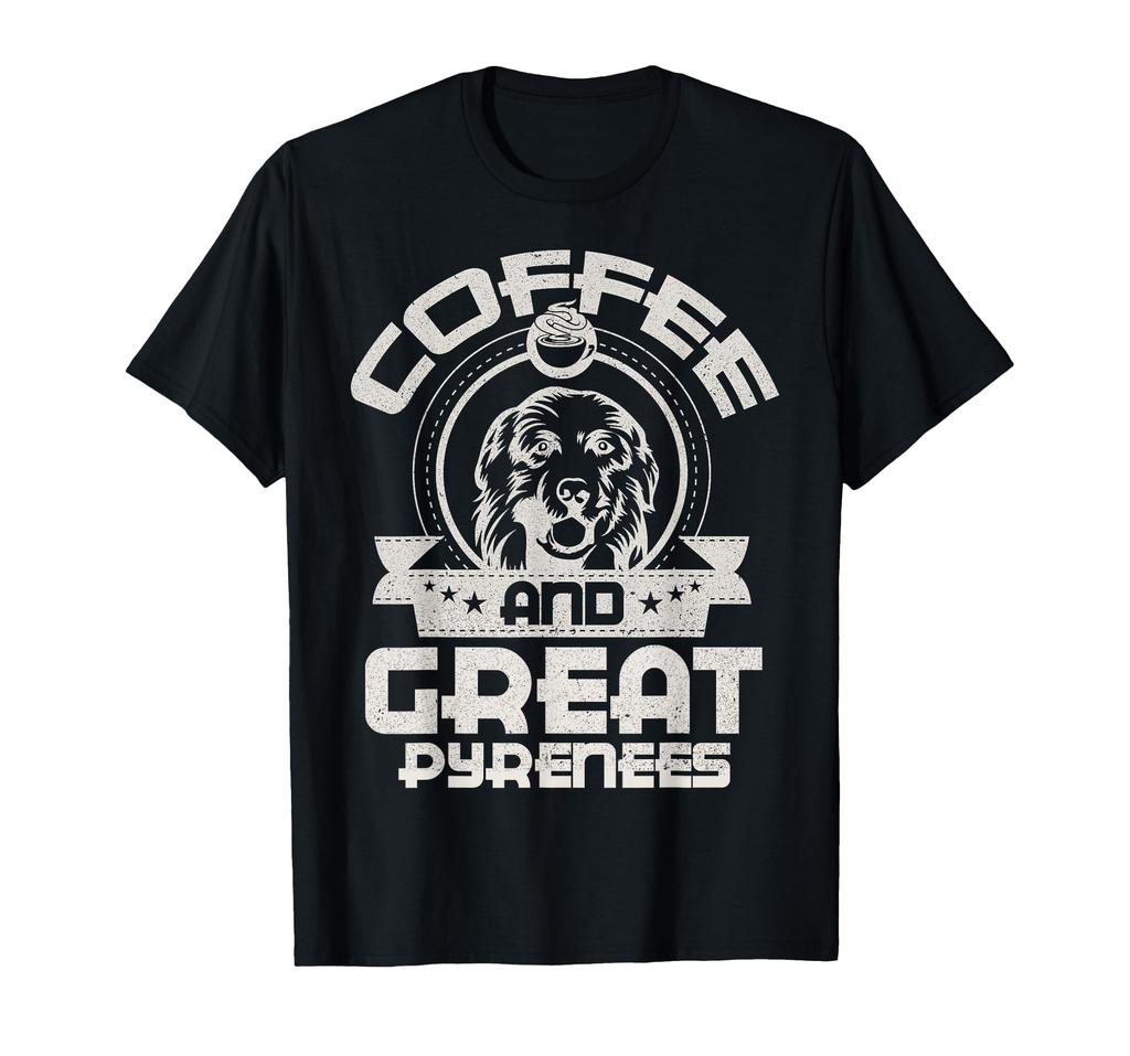 Coffee and Great Pyrenees Coffee Drinking Dog Owner Lover T-Shirt