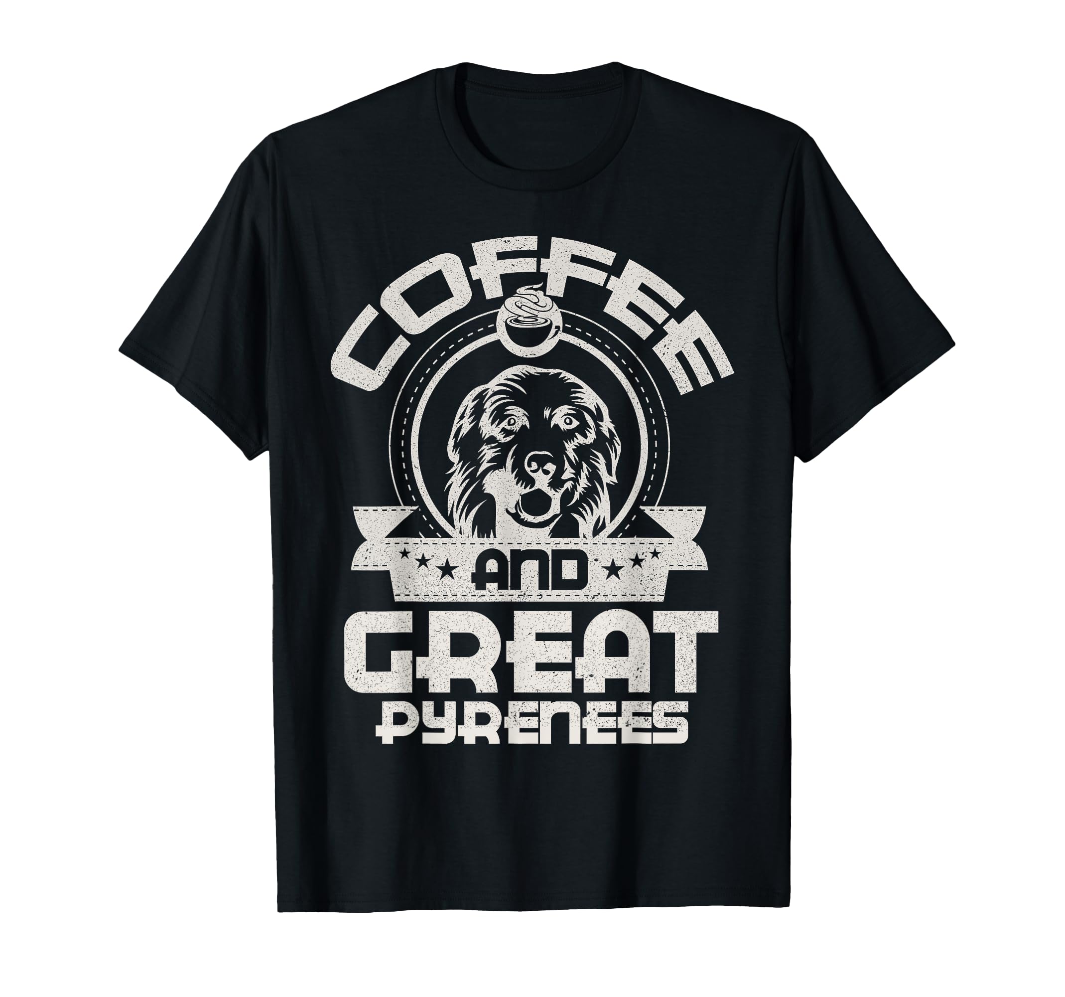 

Coffee and Great Pyrenees Coffee Drinking Dog Owner Lover T-Shirt