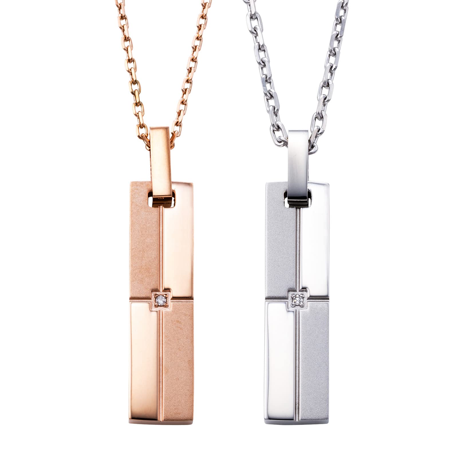 

Pair Necklace Diamond Cross Matte Plate Gold Silver [White Clover] & 4SUP056GO&4SUP056SV срібний
