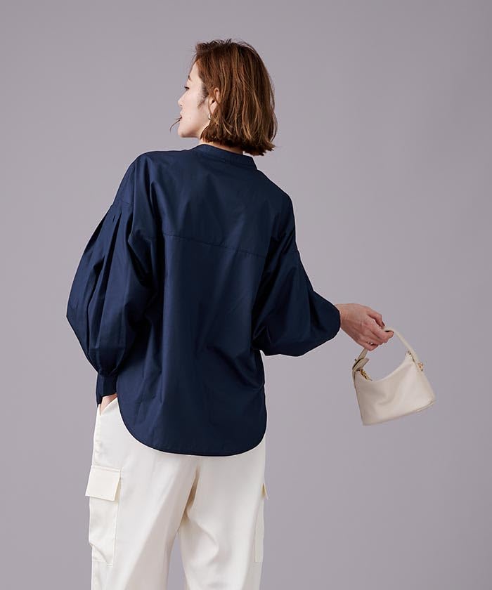 Yours BYXU0948 Volume Sleeve Size M Women's Blouse, Navy,