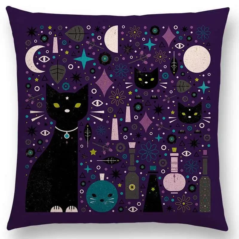 Niedliche Cartoon-Tiere Sofa Überwurf Kissenbezug Blumen Blatt Mond Sterne Nachthimmel Fuchs Flamingo Katze Schwan Vogel Narwal Kissenbezug