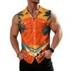 Men's Workwear Lapel Button-Down Vest Shirt - Lightweight Sleeveless Top