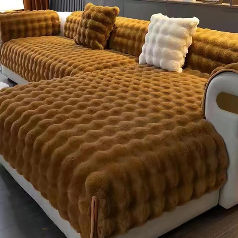 

Winter Sofa Cushion Plush Simple Modern Non-Slip Thickened Plush Warm Leather Sofa Cover Towel New Model 70*70cm