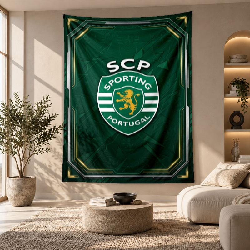 Arazzo Decorativo, Arte da Parete Stampata Sporting CP FC, Appeso a Parete Leggero per Sfondo Camera da Letto