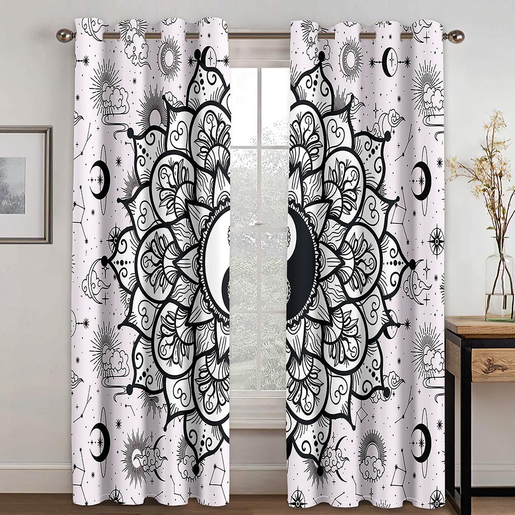 3D Golden Yellow Tai Chi Bagua Texture Sunshade Curtains 2 Panel Taoist Culture Lovers Living Room Bedroom Window Decor Curtains