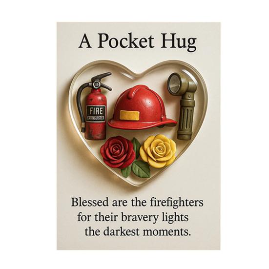 Îmbrățișare de buzunar în formă de inimă cu felicitări Mărturie mică de îmbrățișare de buzunar Cadou de apreciere pentru pompieri, asistente medicale, profesori
