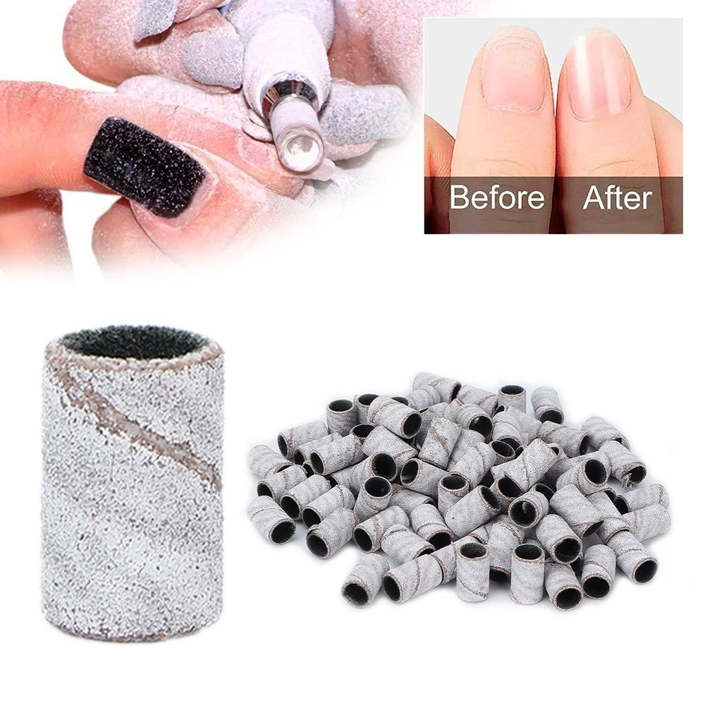 

100pcs White Nail Art Sanding Bands Cylindrical Nail Drill Sanding Bands Gel Manicures 240 grit