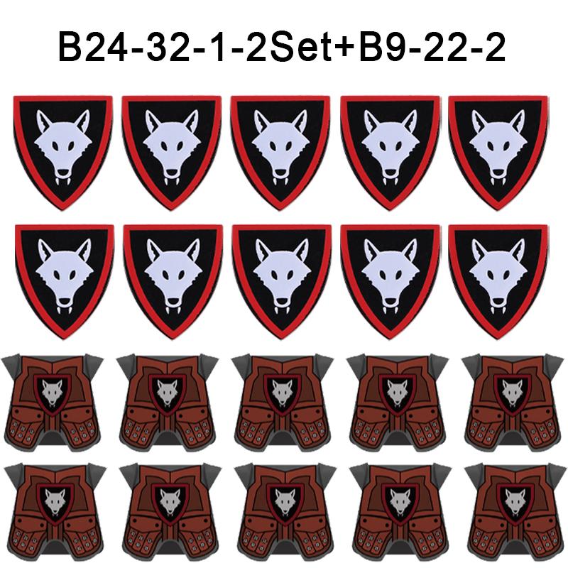 Medieval Castle Wolf Shield Building Blocks Military Knight Dragon Warrior Soldier Figures Accessories Weapon Helmet Bricks Toys