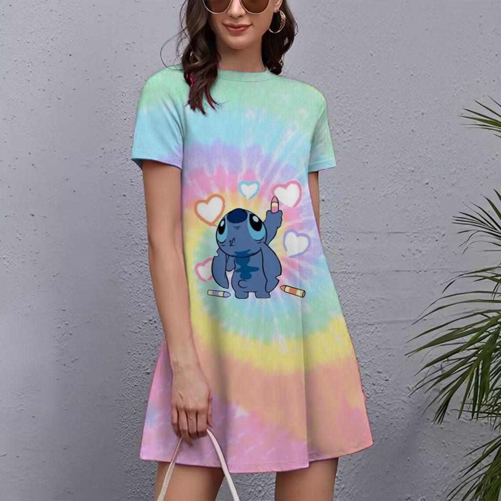 Fashion Printed Loose Women's Versatile Casual Crew Neck Casual Dresses