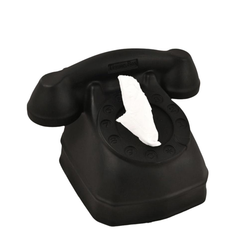 

Ornament Silicone Tissue Box Retro Style Luxury Paper Box Nostalgic Telephone Shaped Paper Towel Box Desktop чорний