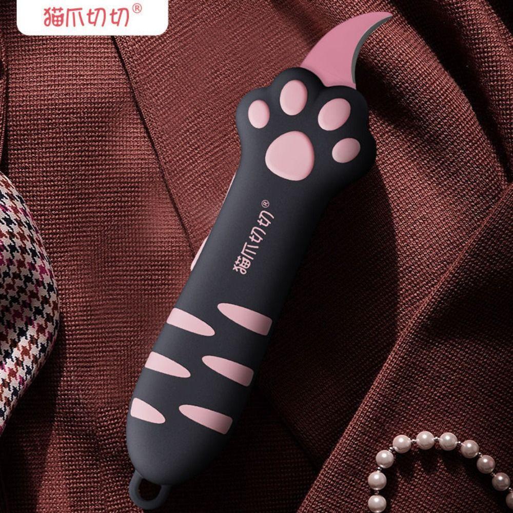 Plastikowy nóż utility z motywem kociej łapy, kreskówkowy design, wysuwany nóż kot, do cięcia tektury