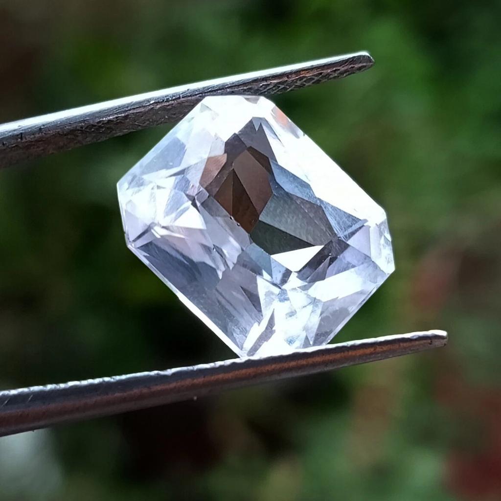 Fabulous White Sapphire Natural Emerald Cut 12+ Ct Certified Loose Gemstone
