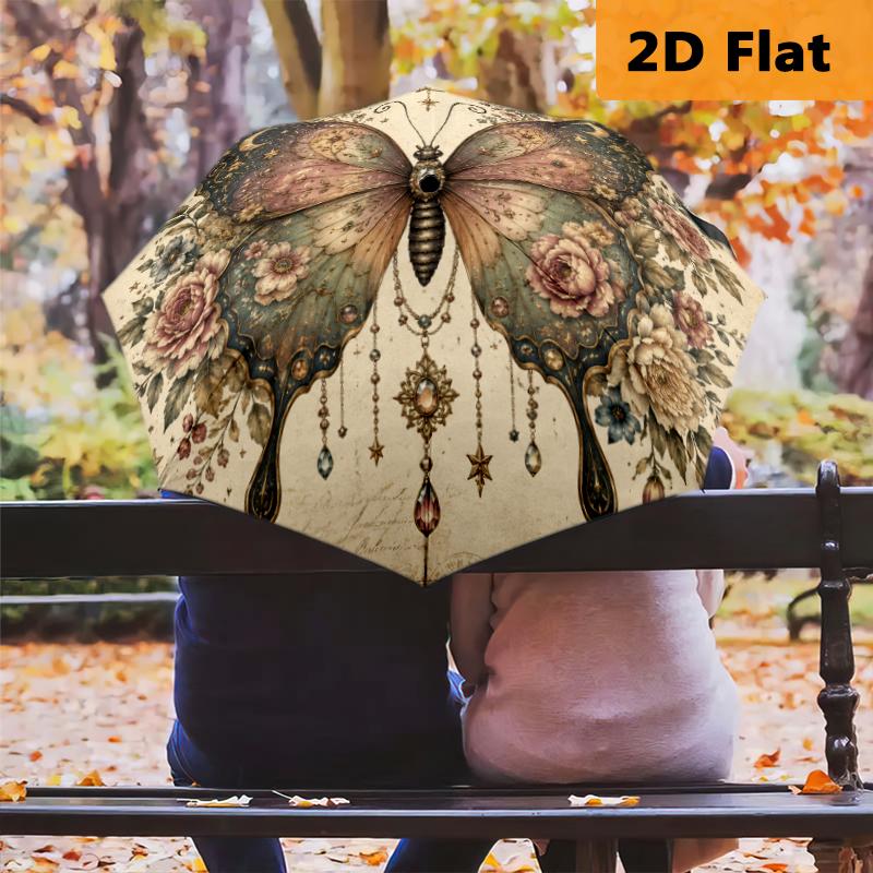 Butterfly Garden Folding Umbrella Durable Travel Gift Three Folds Travel