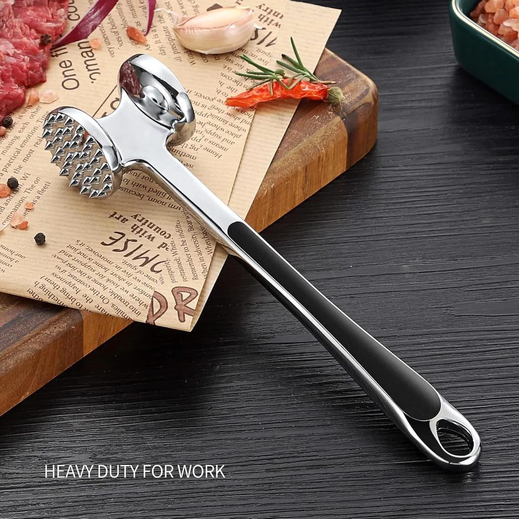 Solid Double Sided Meat Hammer Breaking Tendon Hammer Slapper Heavy Duty Durable Meat Loosening Hammer Needle Kitchen Tool
