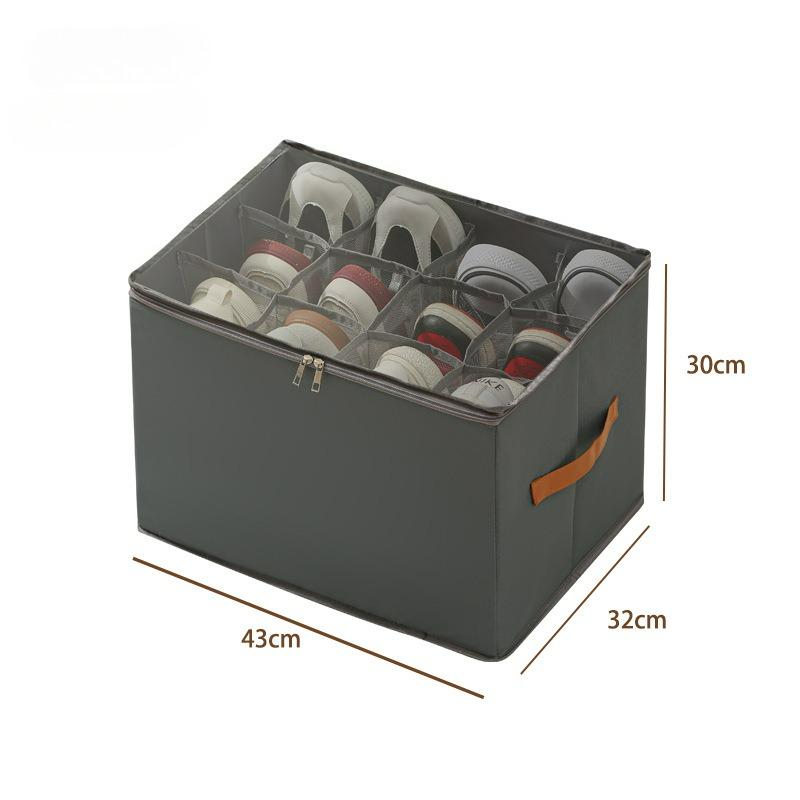 

1pc Foldable Storage Box with Clear Lid, Stackable Shoe Organizer Oxford Fabric, Multi-Purpose for Shoes Clothes серый