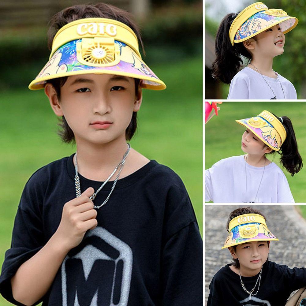 

Дышащая панамская кепка с козырьком вентилятора, портативная детская шляпа от солнца для детей